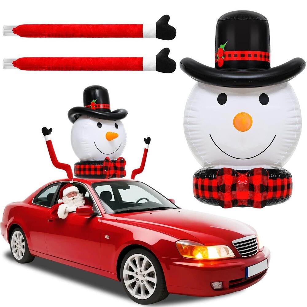 6938 Christmas Car Decorations 35.4'' Large Inflatable Snowman Santa Claus